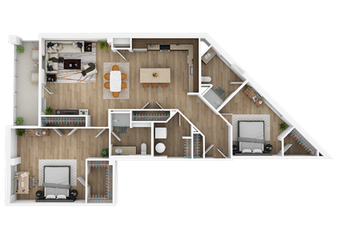 Floor plan for 2 beds, 2 baths, 1574 sqft
